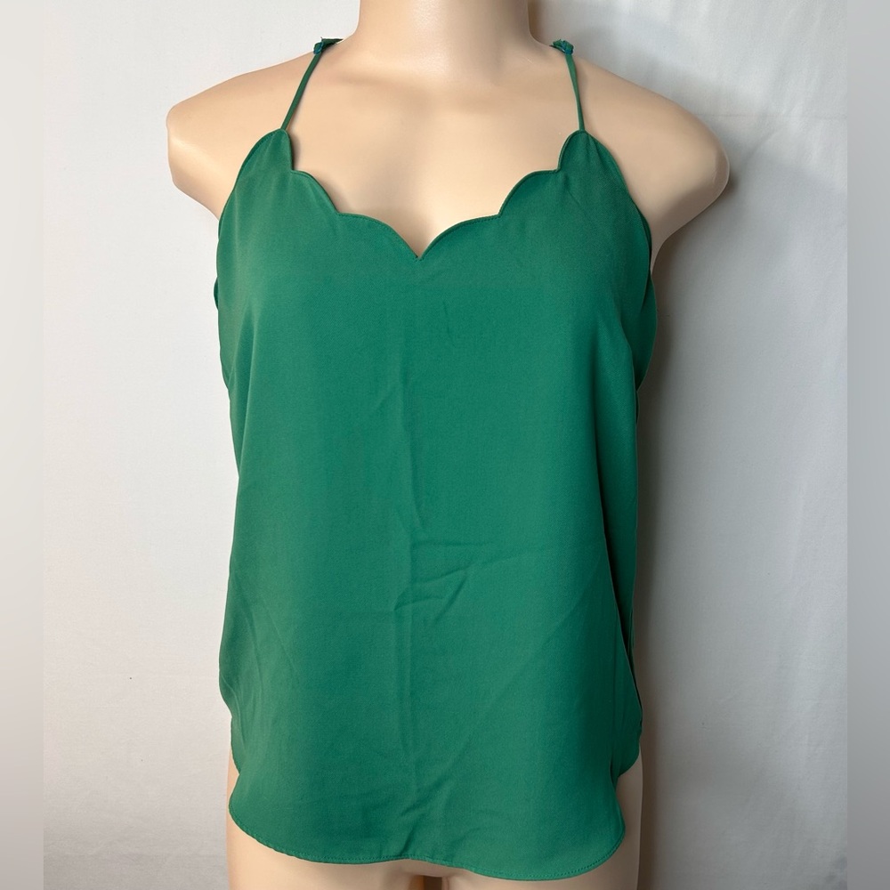 J. Crew Women’s Green Strapless Camisole Top Adjustable Straps Scalloped Size 4